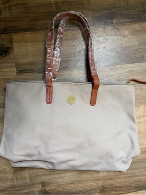 Joy Mangano Large Tope Travel Tote with Tan Handles